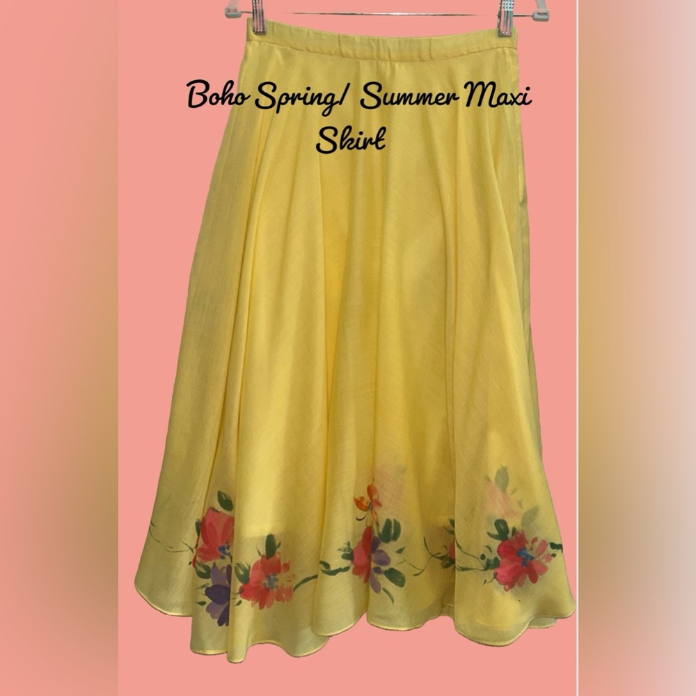 🌻🌻Beautiful BOHO Yellow Floral Maxi‎ Skirt🌻🌻